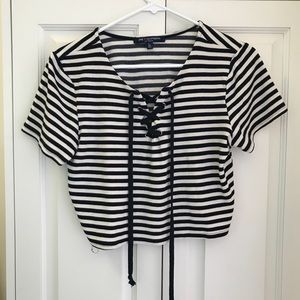 Black and White Stripped Crop Top size Large